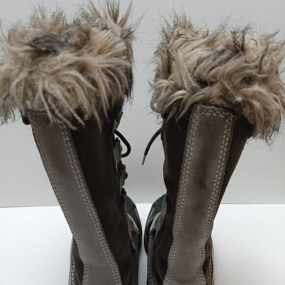 SOREL Joan of Arctic Snow Boots Suede Leather Grey & Black Sz 7 Flawed - Picture 10 of 16